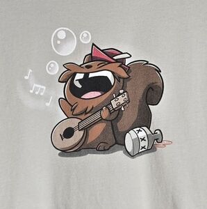 Unisex Unstable Games Drunken Bard Cartoon Squirrel tshirt L/XL SEE MEASUREMENTS